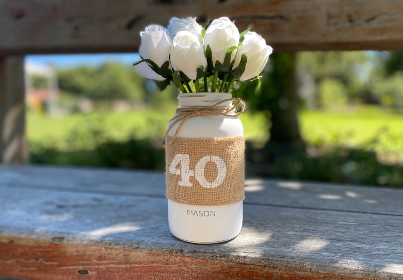 Tulips Large 40th Mason Jar With Twine