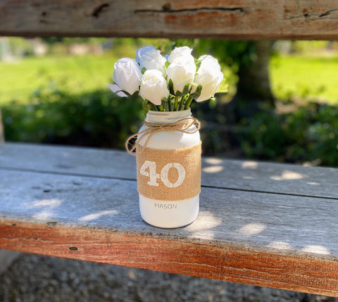 Tulips Large 40th Mason Jar With Twine