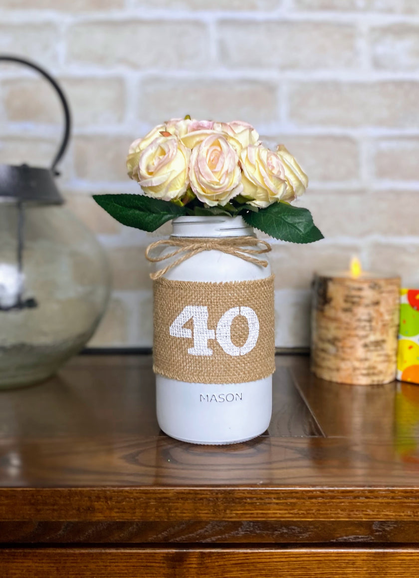 Tulips Large 40th Mason Jar With Twine