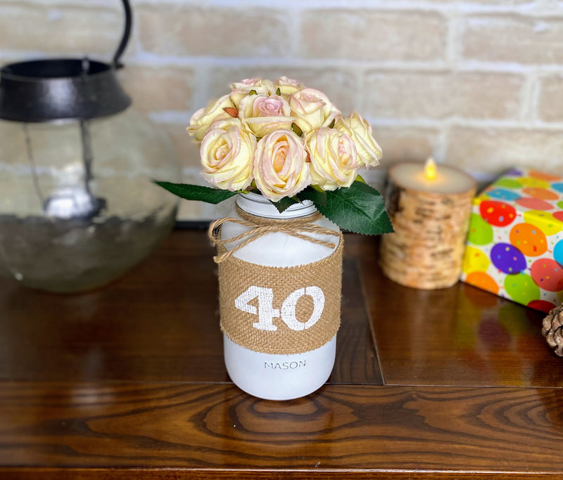 Tulips Large 40th Mason Jar With Twine