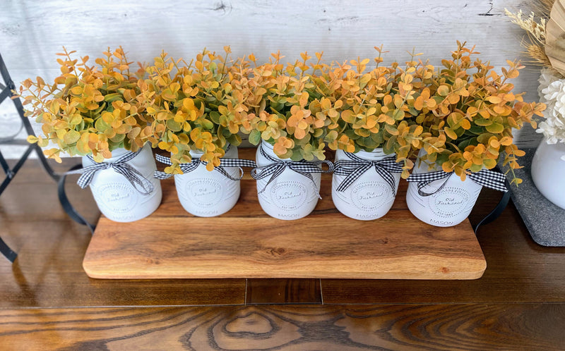Eucalyptus Small White 5 Set Mason Jars