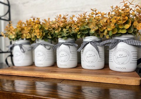 Eucalyptus Small White 5 Set Mason Jars