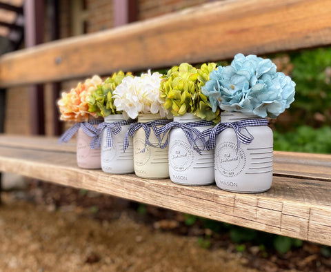 Coloured Hydrangeas Small 5 Set Mason Jars