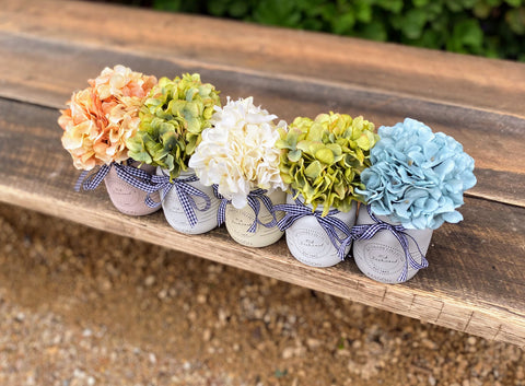 Coloured Hydrangeas Small 5 Set Mason Jars