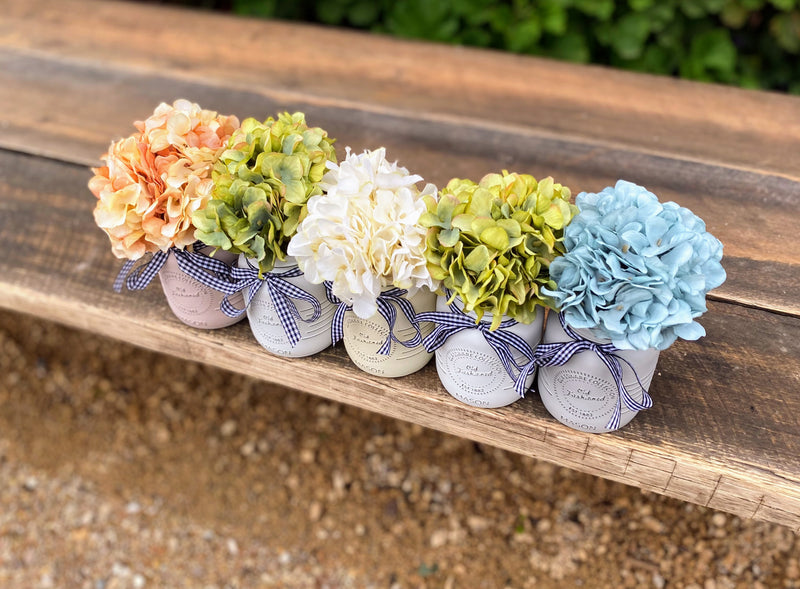 Coloured Hydrangeas Small 5 Set Mason Jars