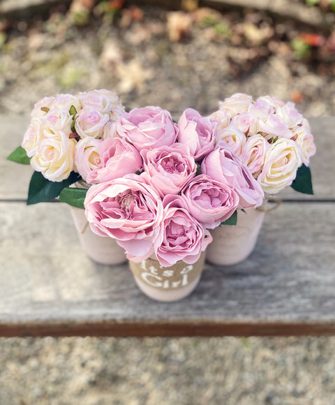 Girl Baby Shower Light Pink Roses Large Blush Pink 3 Set Mason Jars