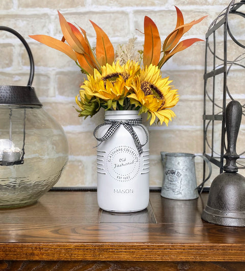 Sunflowers Arrangement Large Charcoal Single Mason Jars