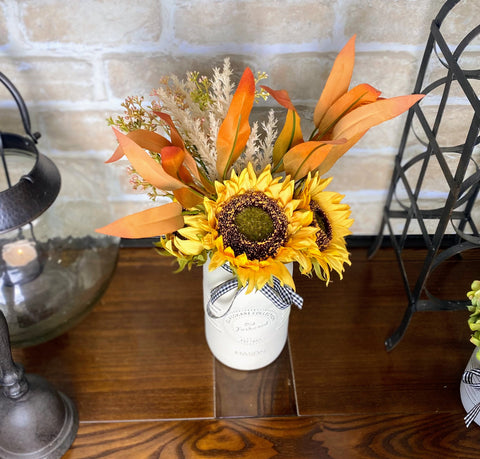 Sunflowers Arrangement Large Charcoal Single Mason Jars