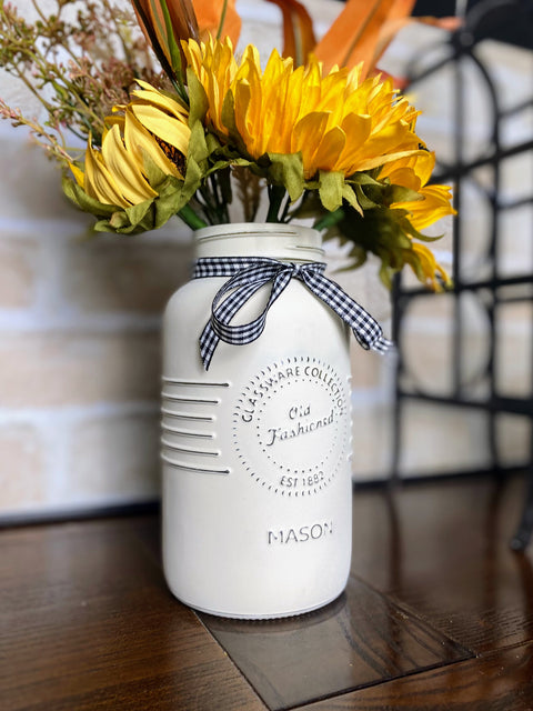 Sunflowers Arrangement Large Charcoal Single Mason Jars